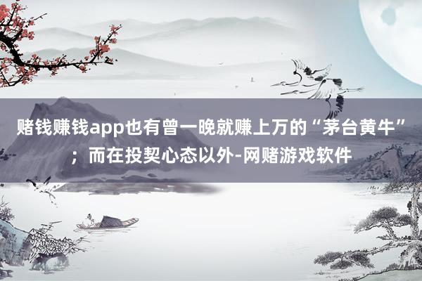 赌钱赚钱app也有曾一晚就赚上万的“茅台黄牛”；而在投契心态以外-网赌游戏软件