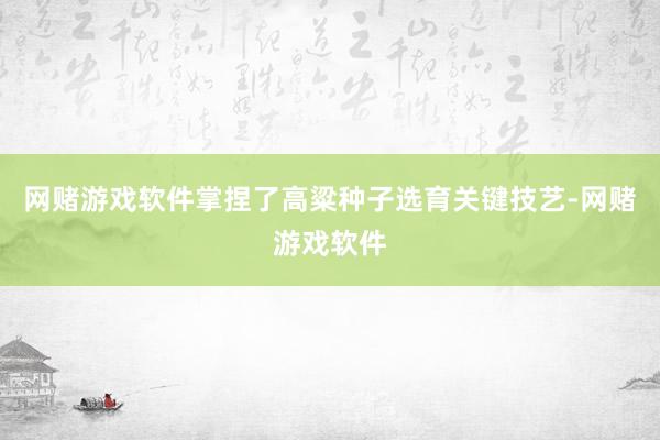 网赌游戏软件掌捏了高粱种子选育关键技艺-网赌游戏软件