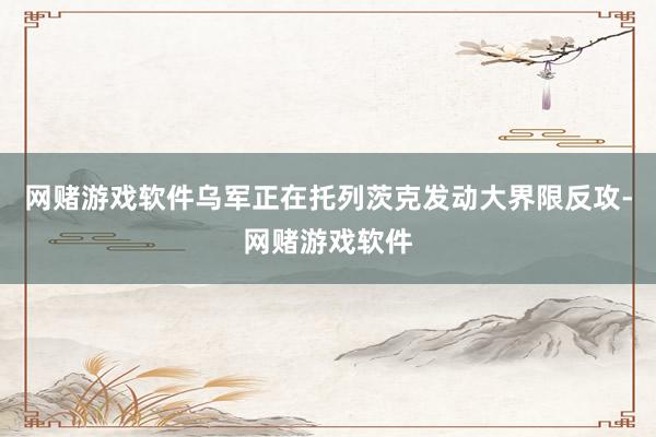 网赌游戏软件乌军正在托列茨克发动大界限反攻-网赌游戏软件