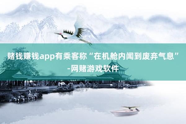 赌钱赚钱app有乘客称“在机舱内闻到废弃气息”-网赌游戏软件