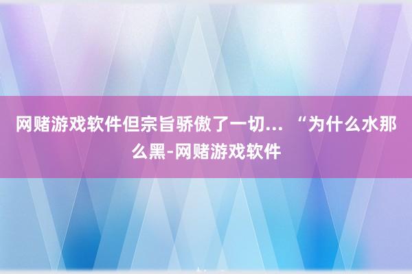 网赌游戏软件但宗旨骄傲了一切...  “为什么水那么黑-网赌游戏软件