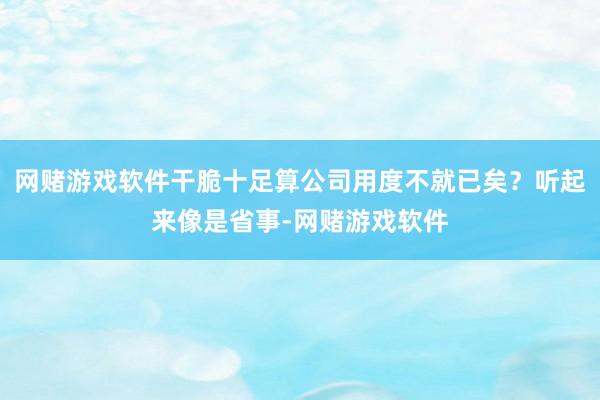 网赌游戏软件干脆十足算公司用度不就已矣？听起来像是省事-网赌游戏软件